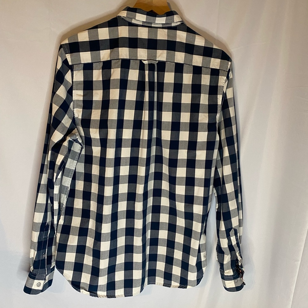Denim & Flower By Ricky Singh Blue Buffalo Check Button Up Shirt Size L - Picture 2 of 4